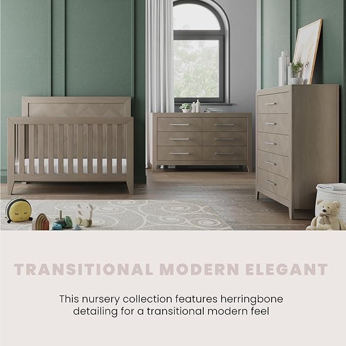 Child Craft Kieran 4-in-1 Convertible Crib, Baby Crib Converts to Day Bed, Toddler Bed and Full Size Bed, 3 Adjustable Mattress Positions, Non-Toxic, Baby Safe Finish (Crescent Gray)