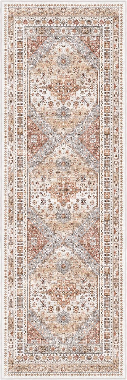 zesthome Washable Runner Rug 2.5x8 - Stain Resistant Entryway Rugs, Ultra-Thin Kitchen Rug, Anti Slip Backing Runner Rugs for Entrance Laundry Room Indoor Hallway (Orange,2.5'x8')