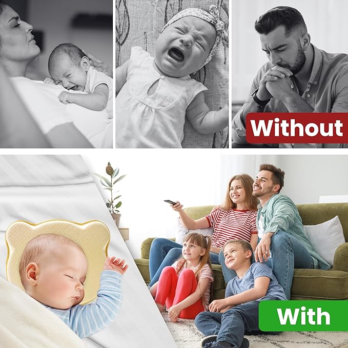 Premium Unisex Memory Foam Portable Baby Pillow Hypoallergenic Prevent Flat Head Neck Support for Infant Sleeping Soft and Cozy Breathable for Bebe Travel