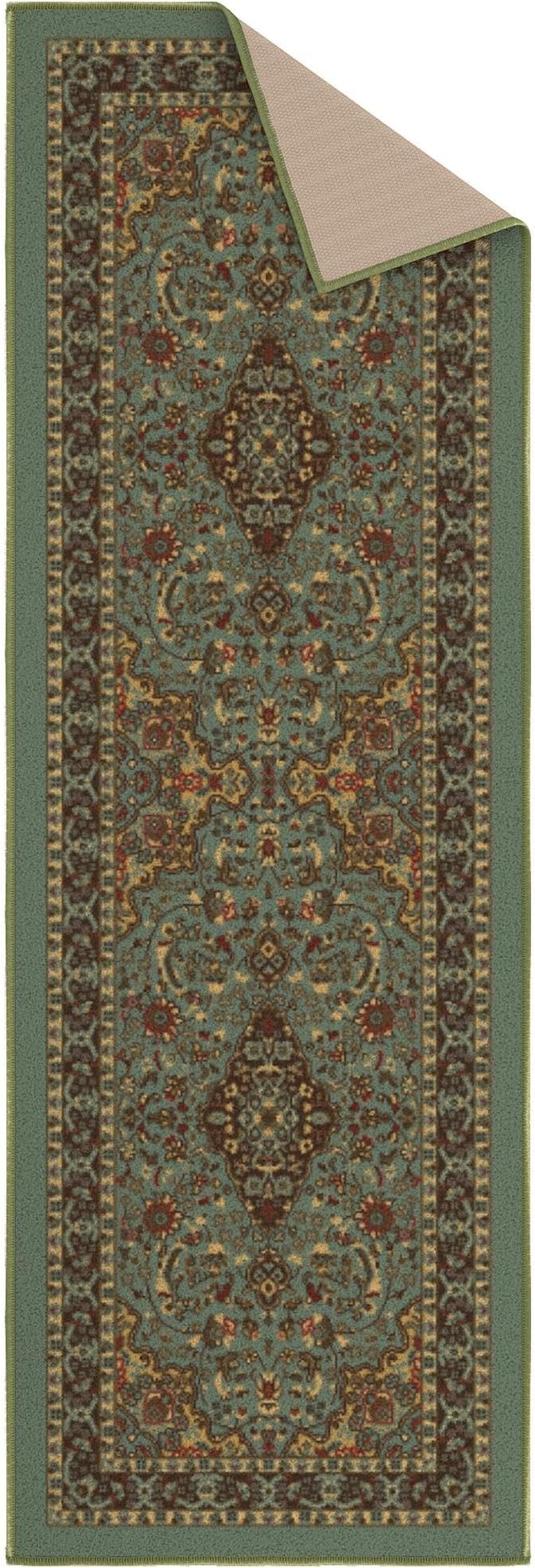 Ottomanson Hallway Runner Rug 20" x 59" Non Slip Oriental Area Rugs Easy to Clean Laundry Rug Runner Durable Pet Friendly Floor Carpet Runners for Hallways Entryway Living Room Kitchen, Seafoam Green