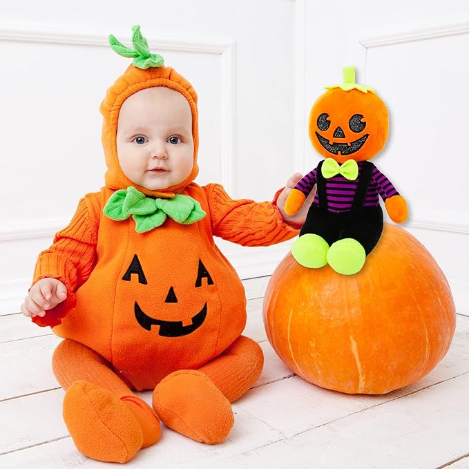 June Garden 12" Sweet Dolly Halloween Pumpkin - Stuffed Ultra Soft Baby Doll for Kids