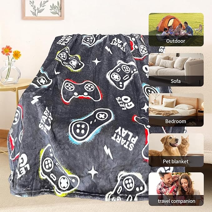 TEHALK Gaming Blanket for Boys, Glow in The Dark Gamer Blankets, Gaming Gifts for Men, Cool Gamer Gifts for Teenage Boys, Birthday 50"x 60"
