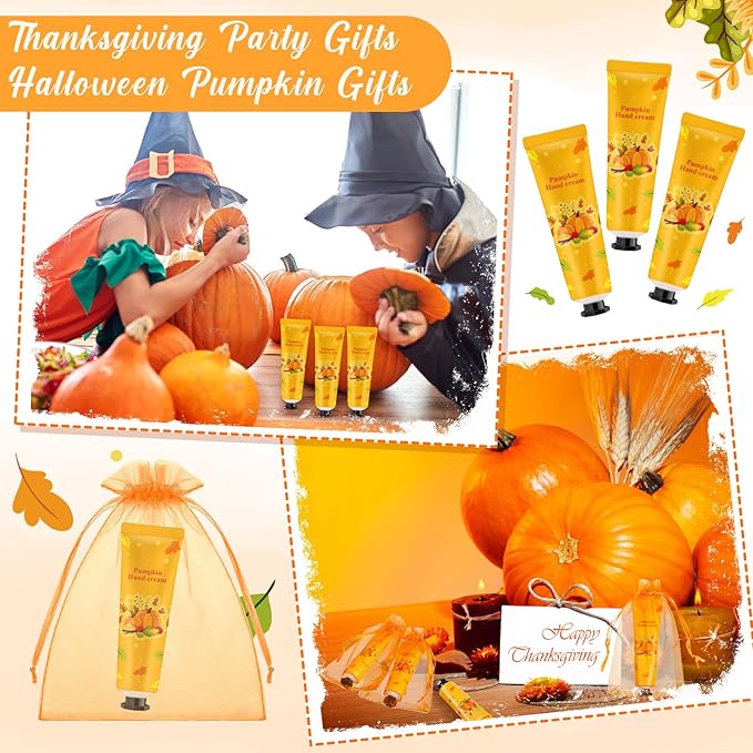 48 Sets Baby Shower Hand Cream Bulk Pumpkin Baby Shower Favors Bridal Thank You Hand Cream for Guests Travel Size Lotion with Organza Bags