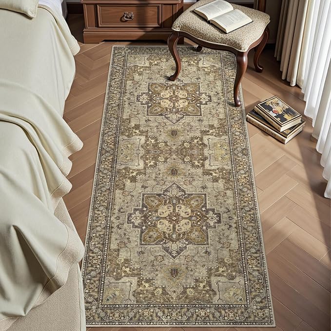 Ciicool Washable Runner Rug Non Slip, 2'x5' Hallway Rug Vintage Kitchen Rugs Carpet Runners for Hallways Bedroom Laundry Bathroom Decor
