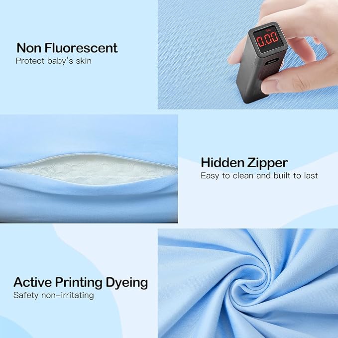 Lucakuins Baby Lounger, Bionic Design Baby Lounger for Newborn 0-24 Months, Soft Organic Cotton Breathable Lounger for Infants (Blue Newborn Lounger)