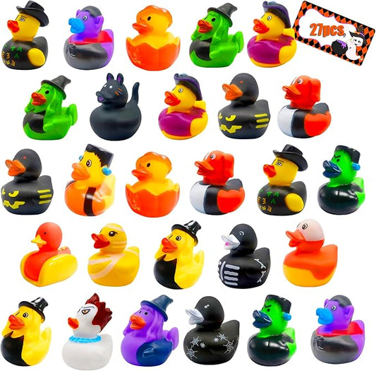 27 Pcs Halloween Party Favors Rubber Ducks,Baby Showers Accessories Jeep Bath Toys for Kids Halloween Decorations Trick or Treat Supplies Goodie Bag Fillers(Halloween)