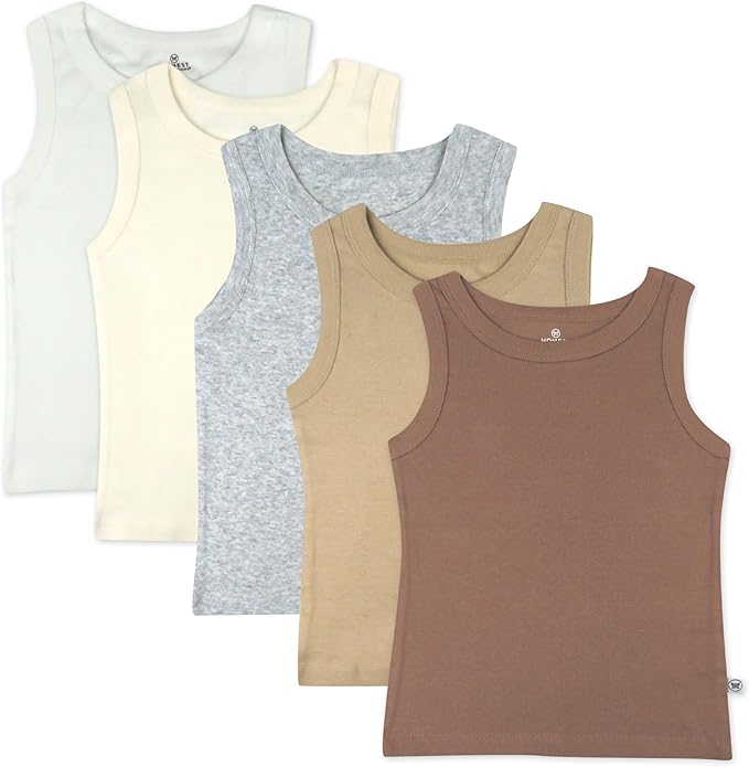 HonestBaby Sleeveless Muscle T-Shirts 100% Organic Cotton for Infant Baby and Toddler Boys, Girls