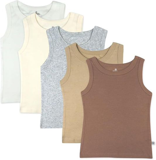 HonestBaby Sleeveless Muscle T-Shirts 100% Organic Cotton for Infant Baby and Toddler Boys, Girls