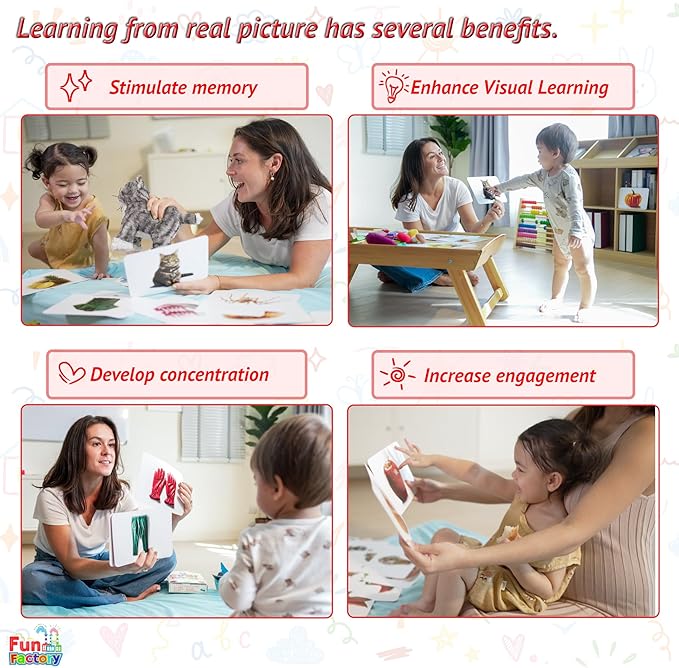 100 Real-Image Flash Cards for Toddlers 1-3 – Large Waterproof Learning Cards, Montessori Preschool Educational Toys for Kids, Durable Flashcards with Pictures and Words (Mom’s Choice Award)