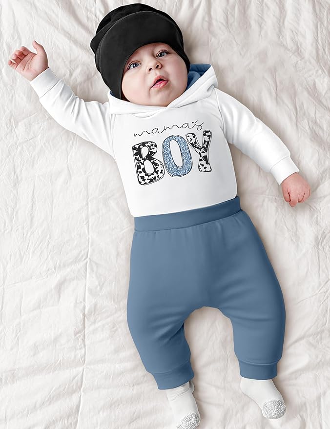 Fommy Newborn Baby Boy Clothes Plaid Letter Print Long Sleeve Hoodies + Long Pants 2PCS Fall Winter Outfits Set