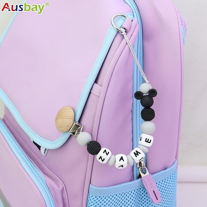 Personalized Pacifier Clip with Name and Customizable Teether Rattle (Colorful)