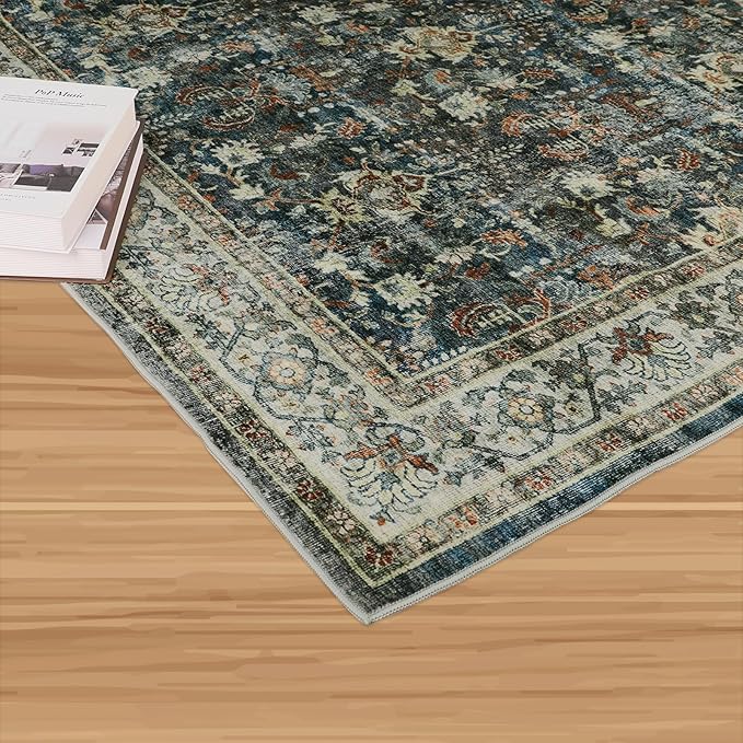 Dripex Washable Runner Rug-2x6 Distressed Hallway Runner Oriental Medallion Carpet Non-Slip Non-Shedding Kitchen Mat Foldable Thin Entry Throw Area Rug for Living Room Bedroom