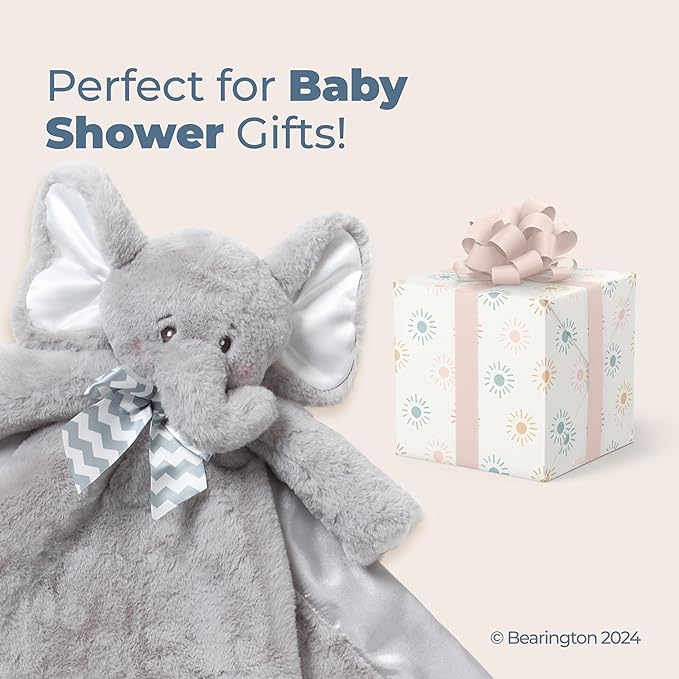 Bearington Baby Lil' Spout Cuddle Me Sleeper, Gray Elephant Large Size Security Blanket, 28.5" x 28.5"
