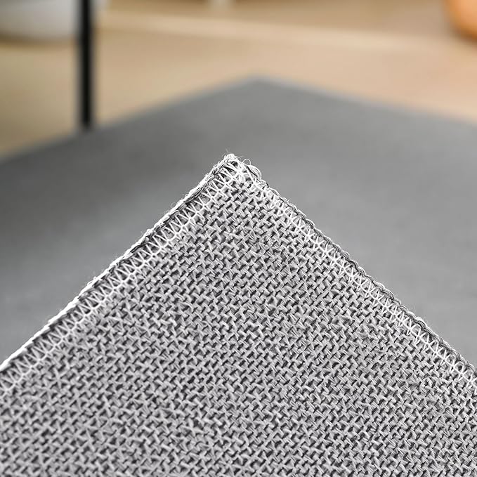 Carvapet 8x10ft Jute Area Rug Modern Boho Gray Carpet with Faux Jute Texture, Low Pile Foldable Non Slip Machine Washable Rug for Living Room Bedroom Decor