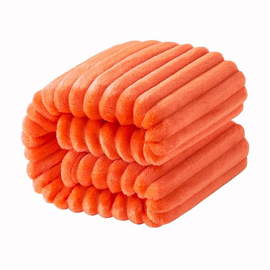 NTBAY Plush Flannel Oversized Baby Blanket, 50X60 Inches Soft and Warm Toddler Blanket with Striped Texture Nursery Bed Blanket for Stroller, Crib, Travel, Baby Gift, 50"x60", Orange