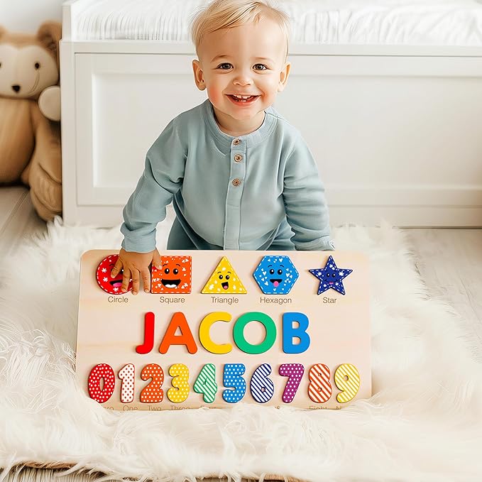 Personalized Baby Gifts Toys Name Puzzles, 0 3 6 9 12 18 24 36 Month Old Gifts, 2 Year Old Gift, 12 Month Girl Gifts, Custom Babies Name Puzzle, New Baby Boy Gift