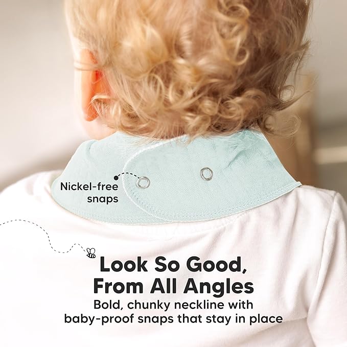 KeaBabies 8-Pack Bandana Bibs for Baby Girls, Boys - Organic Cotton Baby Bibs for Drooling & Teething Newborn, Toddler, Infant 0-36 months, Extra Soft, Absorbent Cloth with Snaps (Eclipse/Quin)