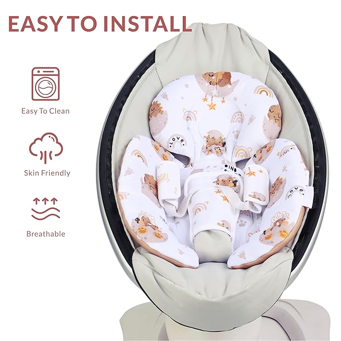 generic Infant Insert Compatible with 4moms Mamaroo Swing & Graco Swing & Infant Car Seat, Newborn Insert, Baby Head and Body Support, Reversible Design, Breathable Soft Fabric, 1Pcs - Dinosaur