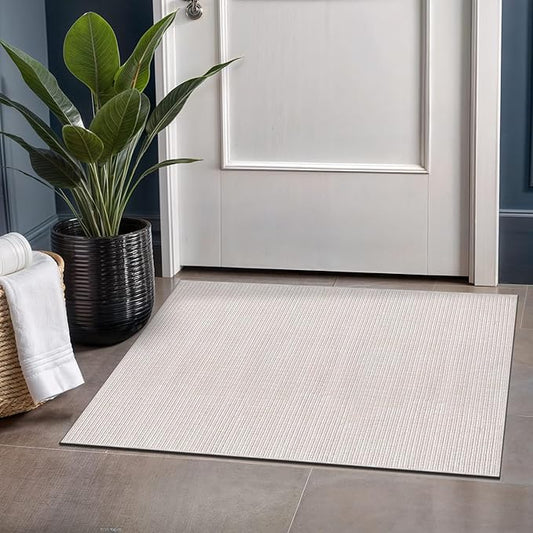 Beverly Rug Easy Jute Off White Entry Rug 2x3 Solid Washable Durable Outdoor Indoor Area Rugs for Living Dining Patio Office Stain Resistant Non Shedding Casual Indoor Outside Carpet 2 x 3 Off-White
