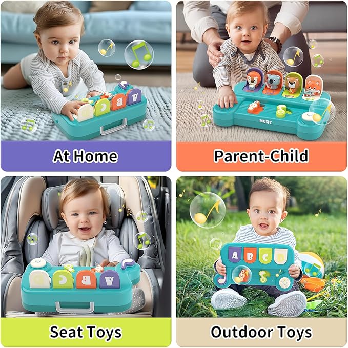 Montessori Toys for 1 Year Old Boy Girl, Early Learning Baby Musical Toys 6-9-12-18 Month, Cause & Effect Interactive Pop up Animal Toy with Music, STEM Birthday Gift for Toddler Toys Age 1-2