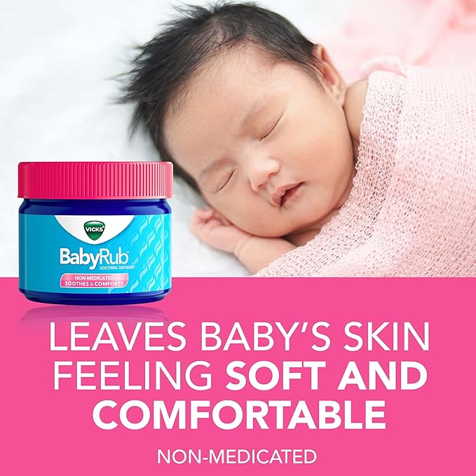 Vicks BabyRub Chest Rub Ointment with Soothing Aloe, Eucalyptus, Lavender, and Rosemary, from the makers of VapoRub, 1.76 oz