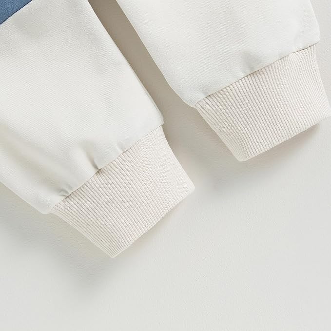 Kupretty Toddler Baby Boy Fall Winter Clothes Color Block Long Sleeve Sweatshirt Pullover Tops + Joggers Pants Outfit Set