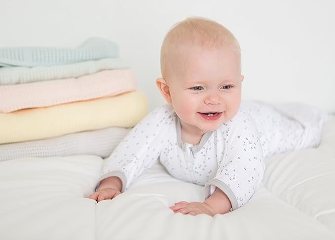 Amazing Baby Cellular Blanket, Premium Cotton Knit, Ultra Soft, Breathable, Cozy Gift for Baby Boys and Girls, Favorite Toddler Blanket, 44 x 44 inches (112 x 112 cm), Soft Blue