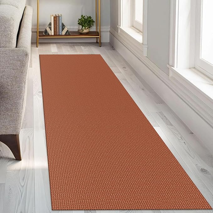 KOZYFLY Runners for Hallways 3x8 ft Washable Kitchen Runner Non Slip Rubber Backed Hall Runners Cotton Entryway Runner Rugs Floor Carpet for Indoor Backdoor Bedroom Kitchen, Orange/Tan