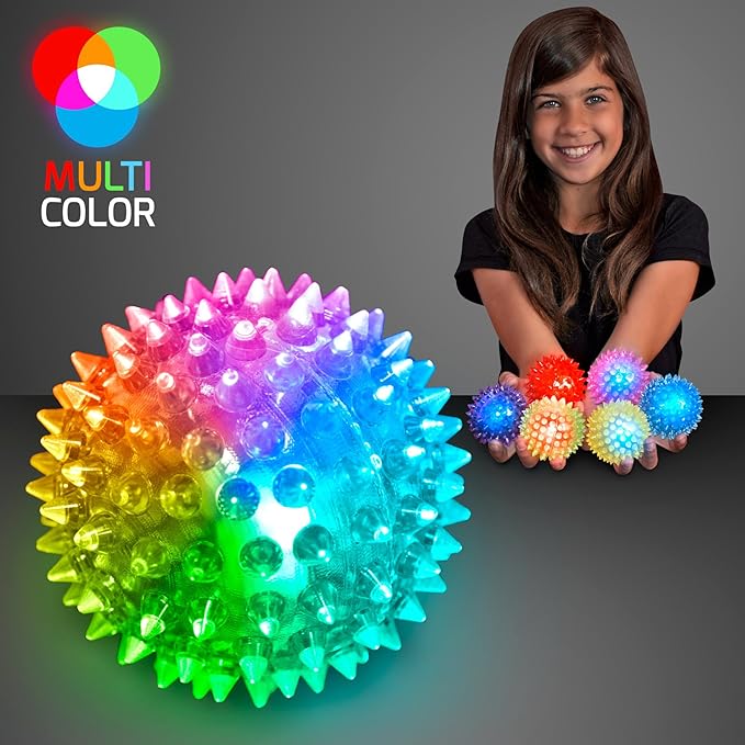 Soft Spike Flashing Light Up Bouncy Balls (Set of 6)