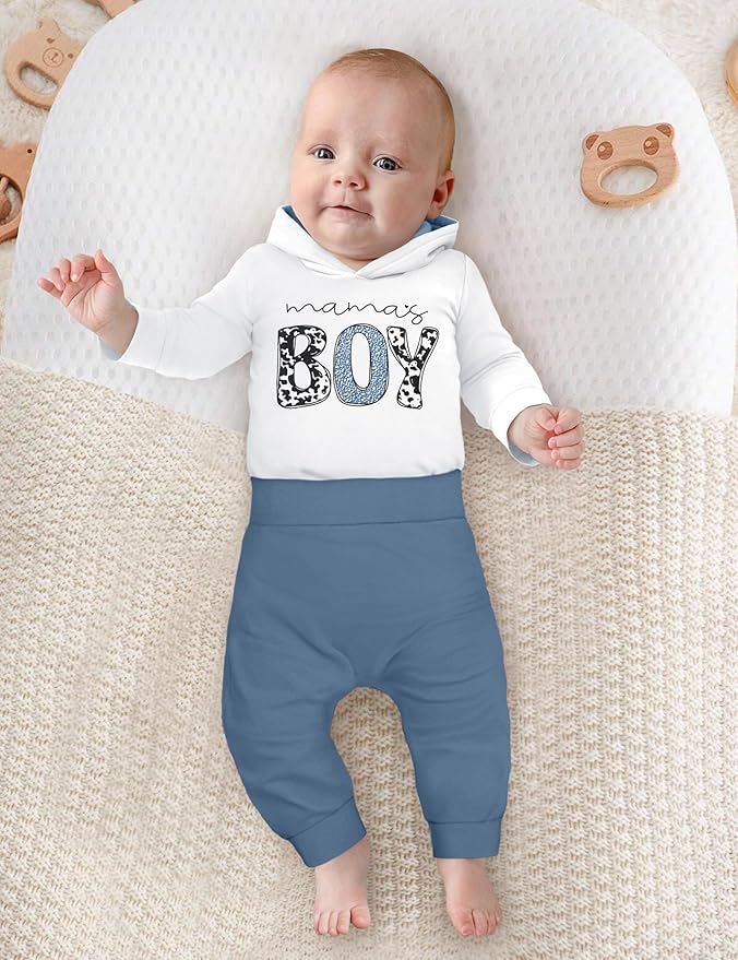 Fommy Newborn Baby Boy Clothes Plaid Letter Print Long Sleeve Hoodies + Long Pants 2PCS Fall Winter Outfits Set