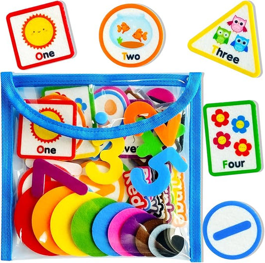 PENGFULL Felt Learning Numbers,44 Felt Flannel Board Pieces,Math Addition and Subtraction Colors Learning for Kindergarten,Preschool,Toddlers