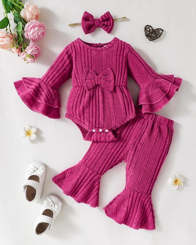 SUNNY PIGGY Baby Girl Clothes Infant Newborn Outfits Romper 0-18 Month Toddler Girls’ Clothing Pant Set