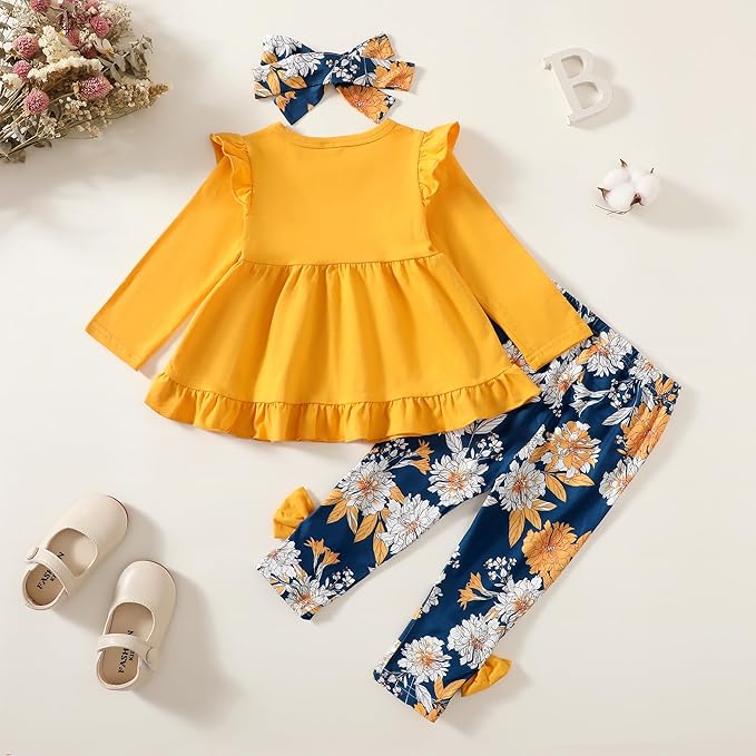 Baby Girl Clothes Toddler Girl Outfits Ruffle Shirt Pants Cute Infant Outfit Set Baby Girl Fall Winter Clothes