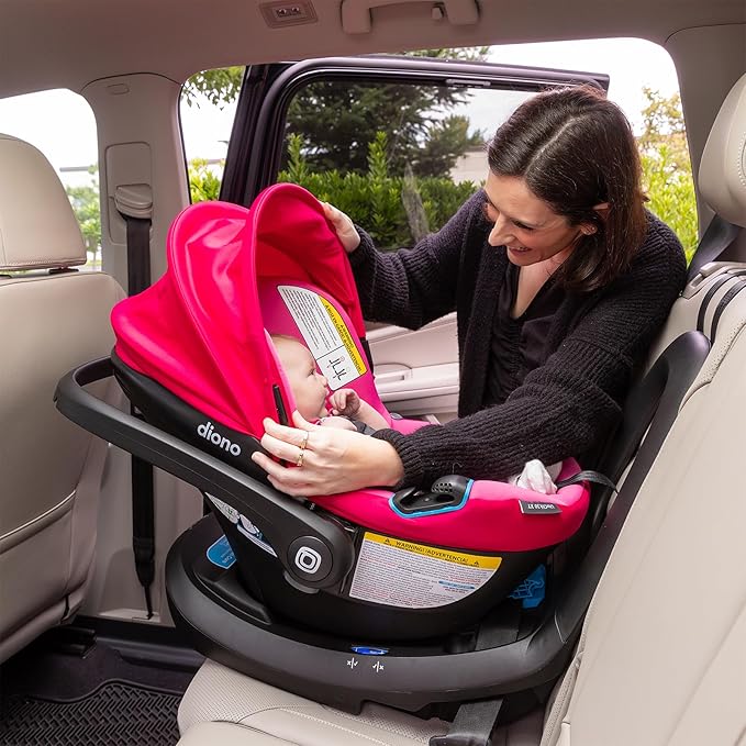 Diono LiteClik30 XT SafePlus Infant Car Seat and Base, Rear-Facing for Infants 4-30lbs, SafePlus Engineering, with Infant Insert, UPF 50+ Sunshade (Pink Cotton Candy)