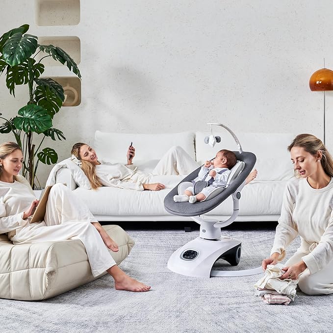 Baby Swing for Infants Electric Automatic Multi Motion Newborn for Girl & Boy with Remote Control, 5 Speed, 13 Melodies, Light Gray