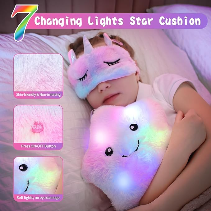 Cherry Tale Mermaid Toys Gifts for Girls 4-6 7 8 9 10 Years Old, Girls Birthday Gifts Set with Light Up Star Pillow Diary Plush DIY Water Bottle Kits, for Daughter Niece Christmas