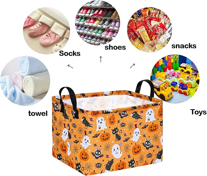 Ghost Happy Halloween Kids Gift Shelf Storage Basket Organizer Box Clothes Laundry Hamper Toys Nursery Basket Baby Laundry Basket with Handles