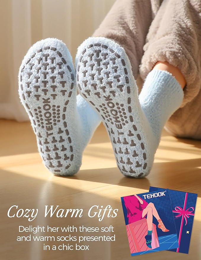 TEHOOK Warm & Cozy Gifts for Women, Fluffy Fuzzy Sock, Plush Sleeping Slipper Socks - Soft Warm Fabric