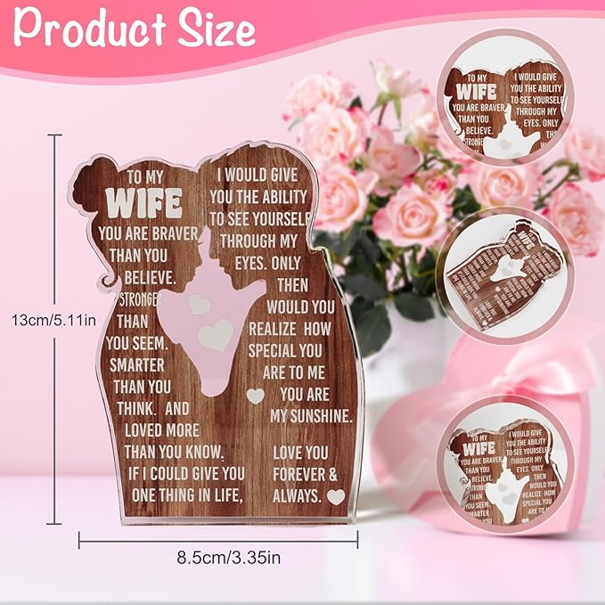 MAMAGIFTREE Valentines Day Gifts for Wife, I Love You Romantic Gifts, I Choose You with Heartfelt Message Acrylic Sign- Wedding Anniversary, Birthday Ideas for Her