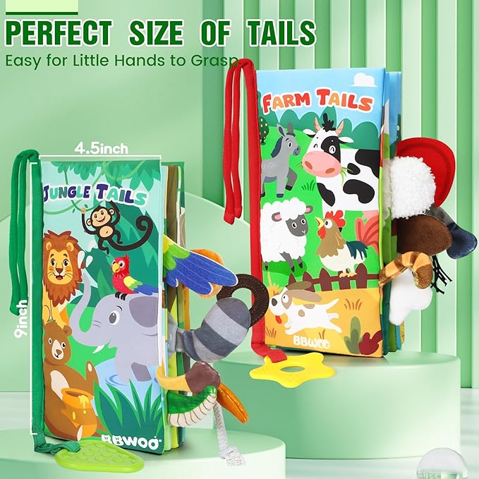 Soft Baby Book - Baby Toy - Newborn Boys Girls Shower Gift - Tummy Time Toy for Infant 0-6 6-12 Months - Touch and Feel Sensory Crinkle Book with Teether for Toddler