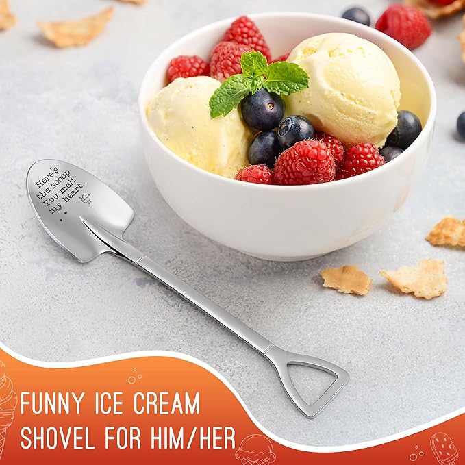 Fathers Day Husband Gifts from Wife Romantic I Love You Gift for Lovers Couple Darling Boyfriend Girlfriend Anniversary Presents Funny Ice Cream Shovel Spoon