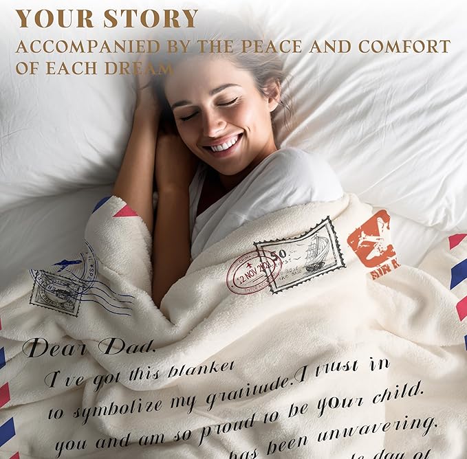 Personalized Fathers Day Birthday for Dad Custom Throw Blanket with Pictures, Customized Photo Blankets Gift for Daddy Men Grandpa Husband from Daughter Son Kids Wife (dad Letter)