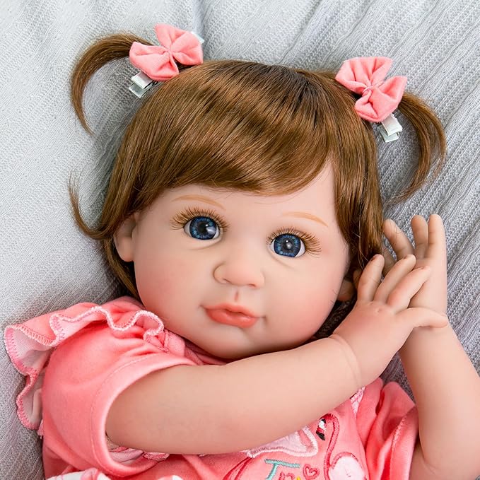 Aori Realistic Reborn Baby Doll Girls - 22 inches Real Life Newborn Baby Dolls, Adorable Lifelike Babies, Weighted Reborn Toddler Gifts Set for Kids Grandma