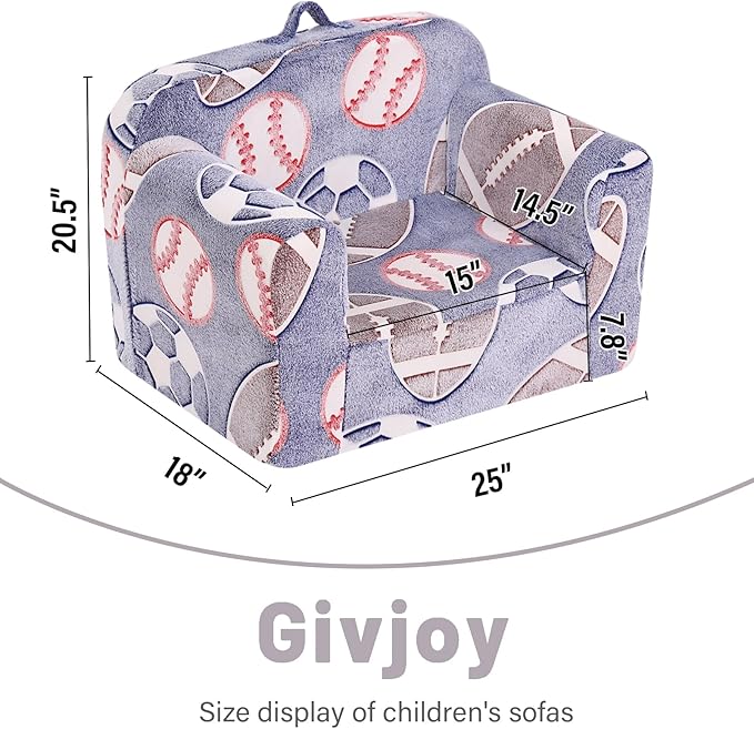 Toddler Chair Plush Kids Couch, Comfy Kids Sofa Toddler Lounger Chair for Bedroom, Convertible Toddler Couch for Girls and Boys, Reading Chair for Kids