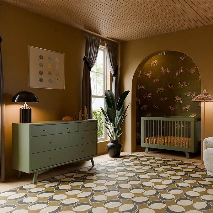 babyletto Hudson 3-in-1 Convertible Baby Crib with Toddler Bed & Daybed Conversion, Durable & Easy to Assemble - GREENGUARD Gold Certified w/ 4 Adjustable Mattress Heights - Olive Green