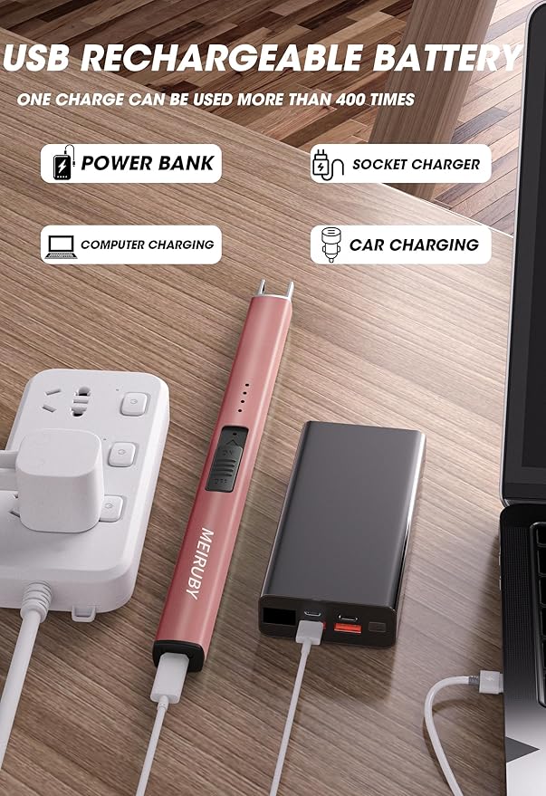 Lighter Electric Candle Lighter, Birthday for Mom from Daughter Son, Gifts for Mom Women Men Wife Sister, Rechargeable USB Arc Lighters for Candle Camping BBQ