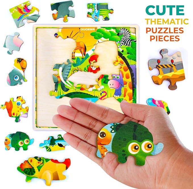 QUOKKA Wooden Africa Puzzles for Kids Ages 3-5 – 28 Pieces Toddlers Kids Puzzles Ages 4-8 Year Olds – Wood Africa Toys for Children 6-8 yo