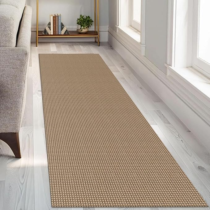 KOZYFLY Runners for Hallways 3x8 ft Washable Kitchen Runner Non Slip Rubber Backed Hall Runners Cotton Entryway Runner Rugs Floor Carpet for Indoor Backdoor Bedroom Kitchen, Tan/Orange/Brown