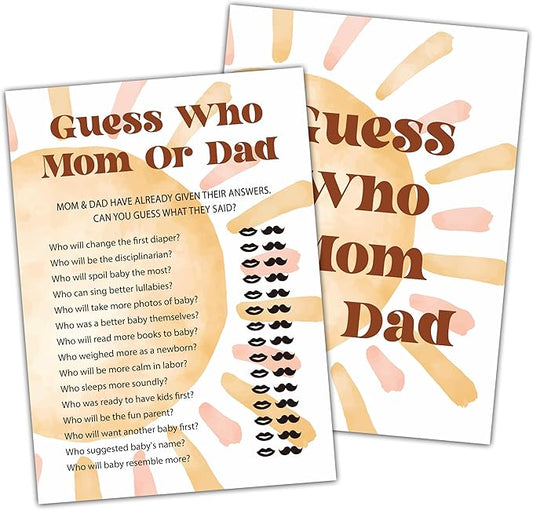 Baby Shower Games for Boy, Boho Sun Find Who Mom or Dad Baby Shower Game, Sunshine Here Comes The Son Gender Reveal Games, Set of 25 Cards(Bohosun004)