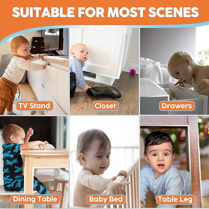 Baby Proofing, Edge Protector 100% Silicone, Soft Corner Protectors for Kids, Pre-Tape Adhesive Edge Guard for Kids Safety, Child Drawer Furniture Cabinet Bumper (6.6ft 0.6x0.6in(Width))